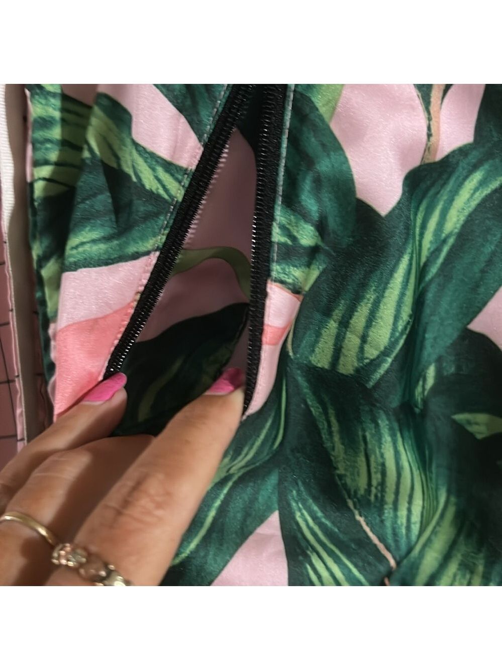 Adidas Women's Pink and Green Leaf Bomber Jacket - Picture 6 of 8